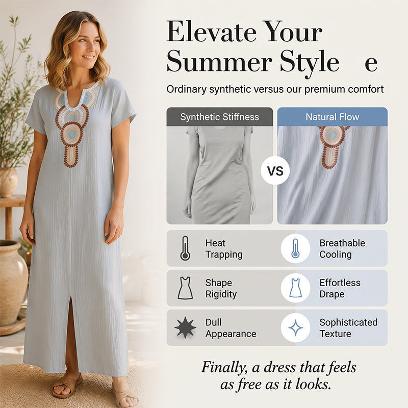 ⌛Limited-Time Offer-Women's Embroidered Maxi Dress with Front Slit