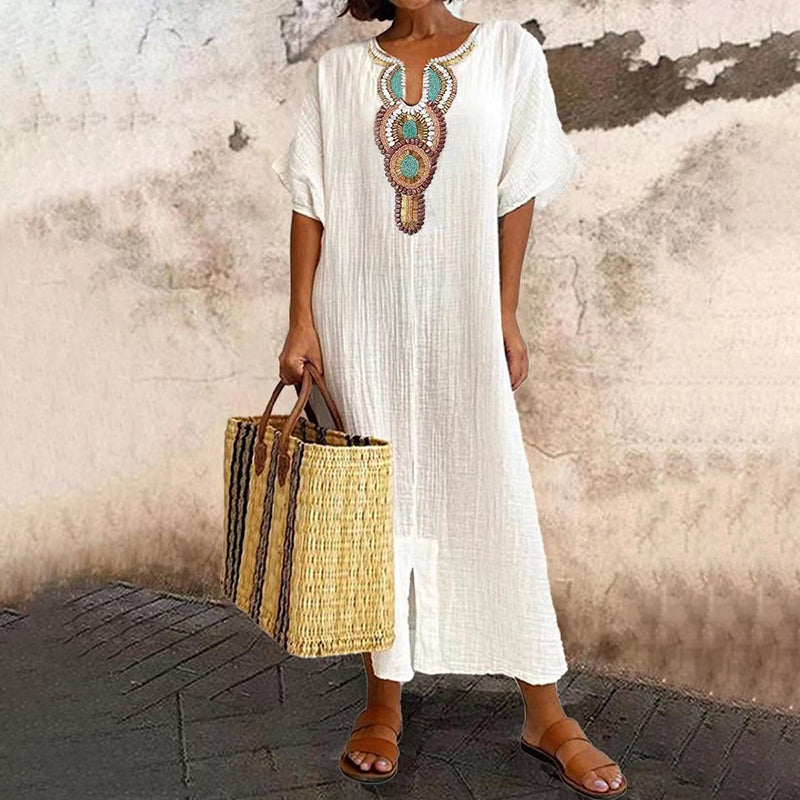 ⌛Limited-Time Offer-Women's Embroidered Maxi Dress with Front Slit