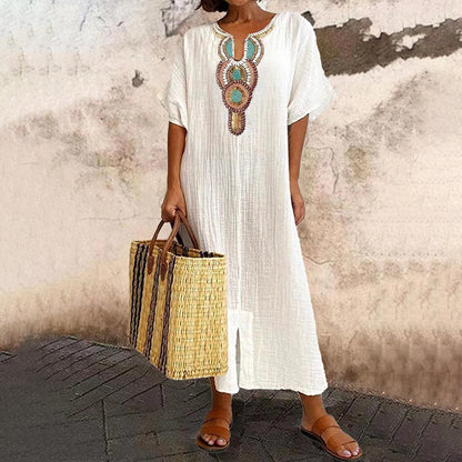 ⌛Limited-Time Offer-Women's Embroidered Maxi Dress with Front Slit