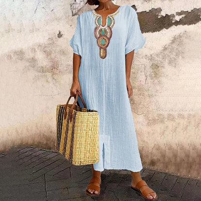 ⌛Limited-Time Offer-Women's Embroidered Maxi Dress with Front Slit