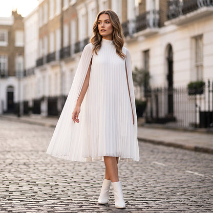 ⌛Limited-Time Offer-Women's Round-Neck Cape Sleeve Mini Dress
