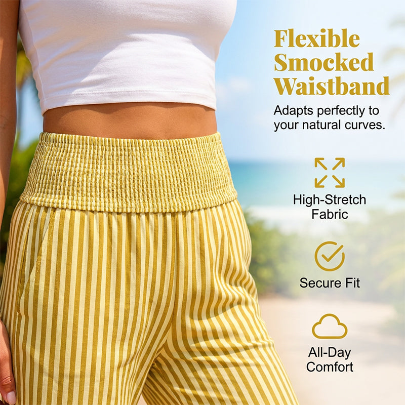 🌊Summer Specials-Women's Smocked Waist Striped Gingham Pants