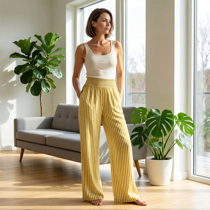 🌊Summer Specials-Women's Smocked Waist Striped Gingham Pants