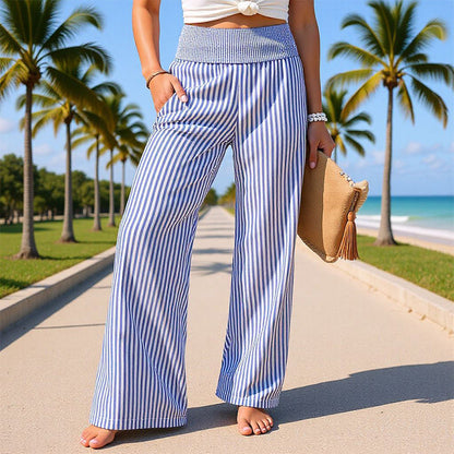 🌊Summer Specials-Women's Smocked Waist Striped Gingham Pants