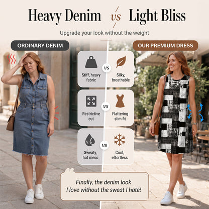 ⌛Limited-Time Offer-Women's Sleeveless Faux Denim Print Dress