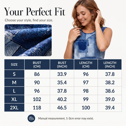 ⌛Limited-Time Offer-Women's Sleeveless Faux Denim Print Dress