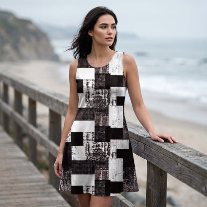 ⌛Limited-Time Offer-Women's Sleeveless Faux Denim Print Dress