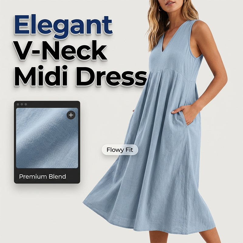 🔥New Arrivals & Special Offers-Women's Casual V-Neck Sleeveless Midi Dress