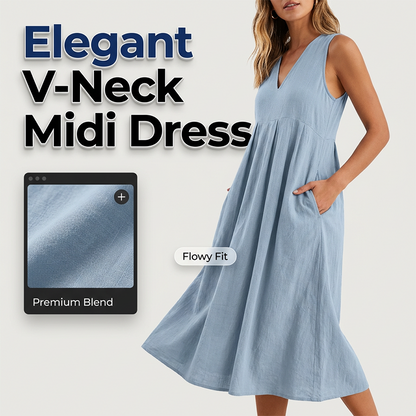 🔥New Arrivals & Special Offers-Women's Casual V-Neck Sleeveless Midi Dress
