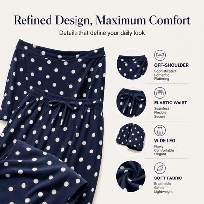 🔥Limited-Time Offer-Women's Off-Shoulder Polka Dot 2-Piece Set