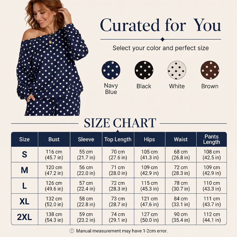 🔥Limited-Time Offer-Women's Off-Shoulder Polka Dot 2-Piece Set