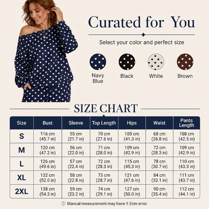 🔥Limited-Time Offer-Women's Off-Shoulder Polka Dot 2-Piece Set
