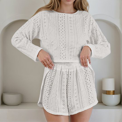 ⌛Limited-Time Offer-Women's Summer Eyelet Knit 2-Piece Set