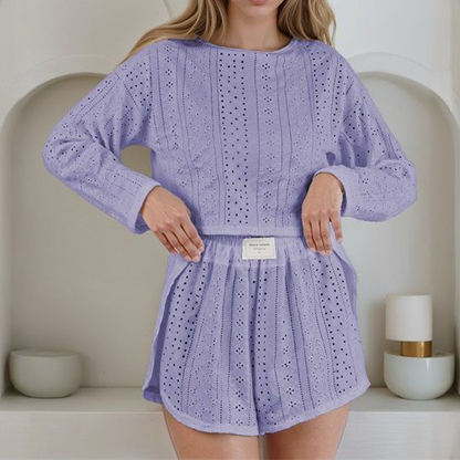 ⌛Limited-Time Offer-Women's Summer Eyelet Knit 2-Piece Set