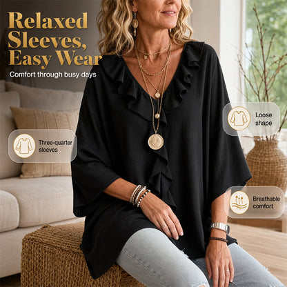 ⌛Limited-Time Offer-Women’s Casual V-Neck Ruffle Trim Blouse