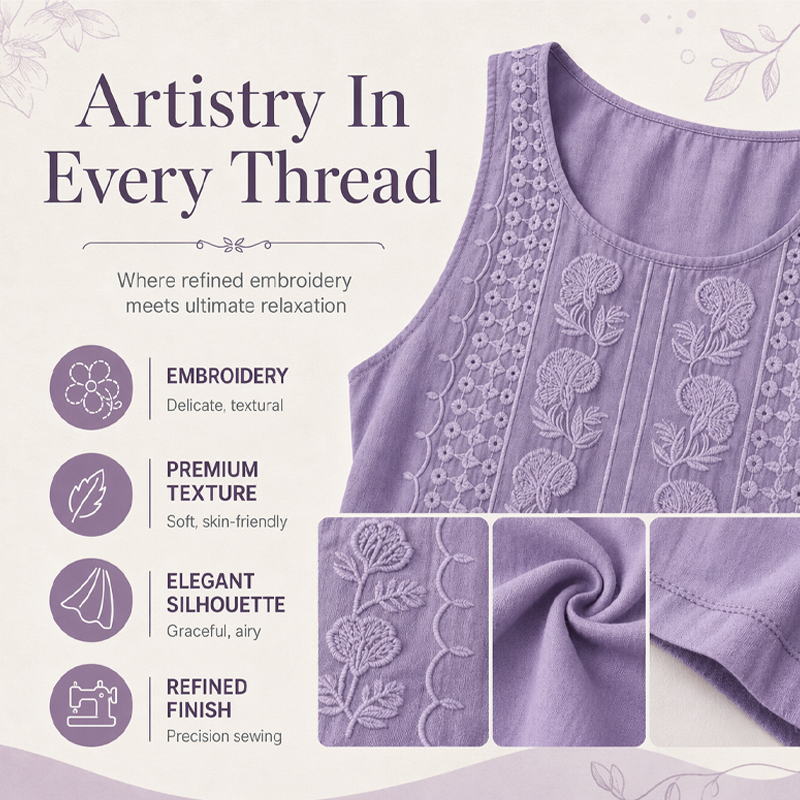 ⌛Limited-Time Offer-Women's Round Neck Embroidered Tank Tops