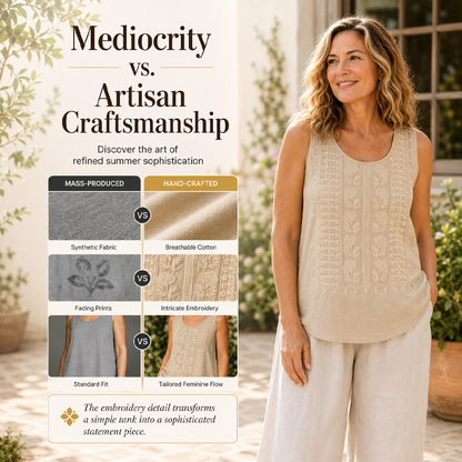 ⌛Limited-Time Offer-Women's Round Neck Embroidered Tank Tops