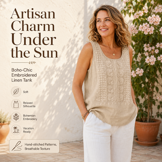 ⌛Limited-Time Offer-Women's Round Neck Embroidered Tank Tops