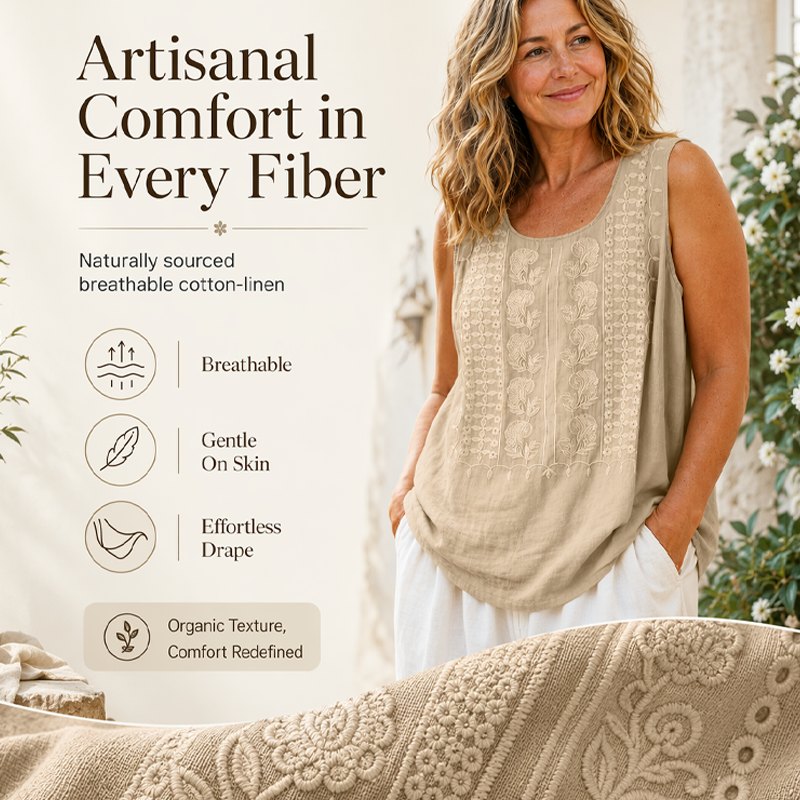 ⌛Limited-Time Offer-Women's Round Neck Embroidered Tank Tops