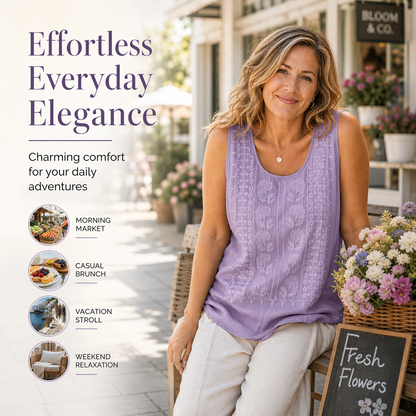 ⌛Limited-Time Offer-Women's Round Neck Embroidered Tank Tops