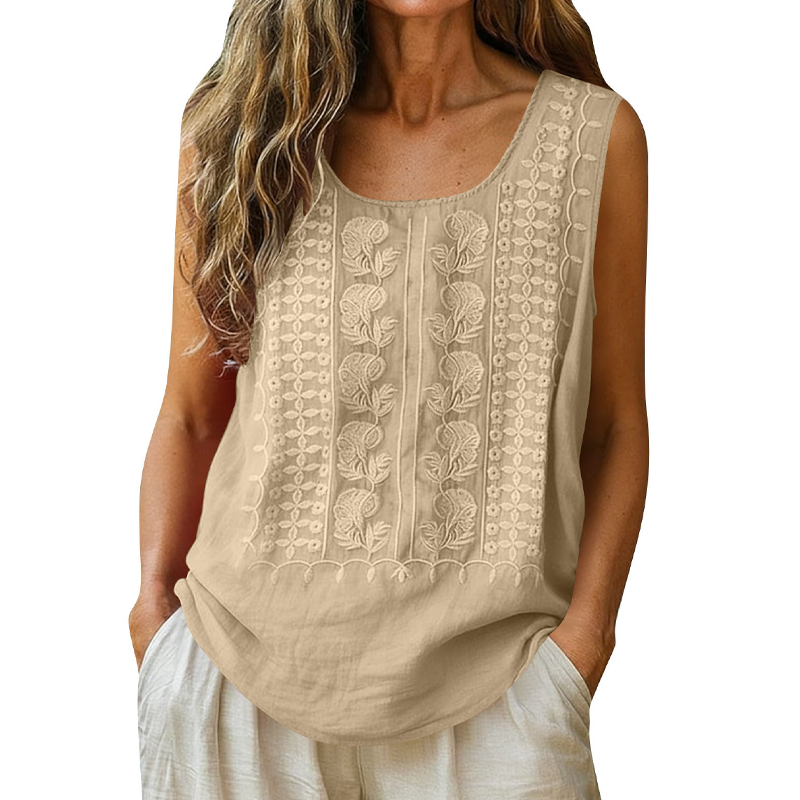 ⌛Limited-Time Offer-Women's Round Neck Embroidered Tank Tops