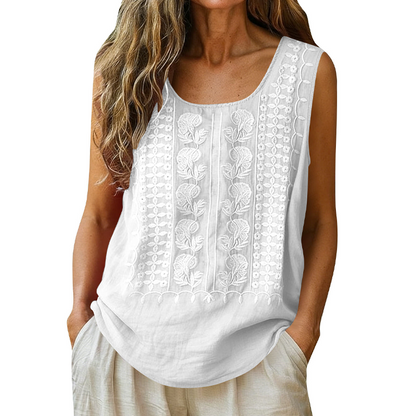 ⌛Limited-Time Offer-Women's Round Neck Embroidered Tank Tops