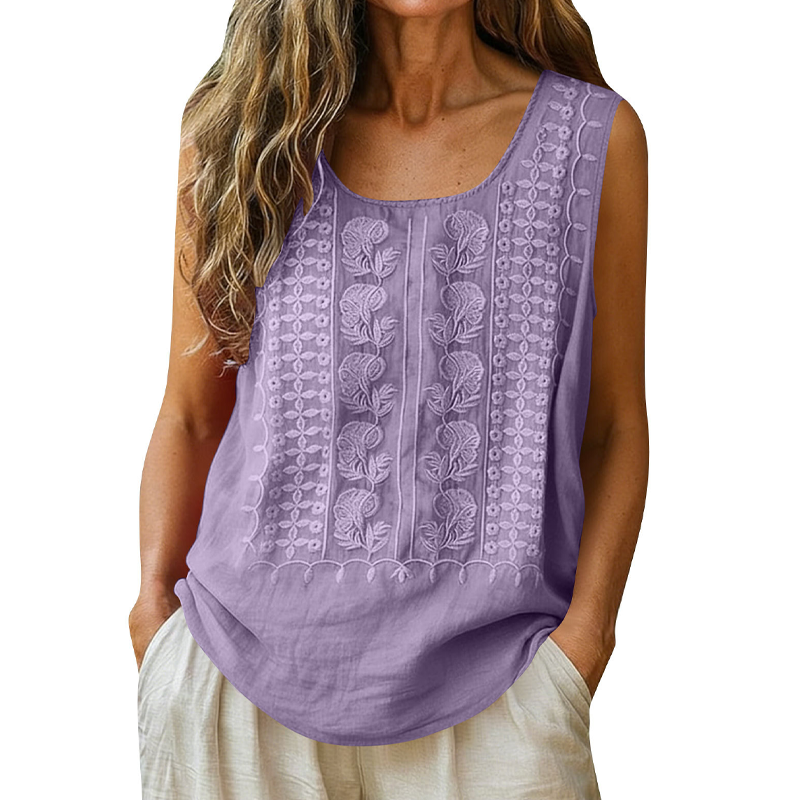 ⌛Limited-Time Offer-Women's Round Neck Embroidered Tank Tops