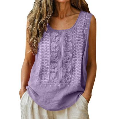 ⌛Limited-Time Offer-Women's Round Neck Embroidered Tank Tops