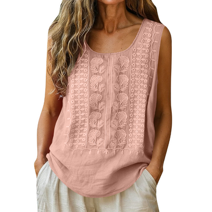 ⌛Limited-Time Offer-Women's Round Neck Embroidered Tank Tops