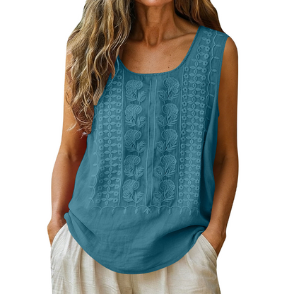 ⌛Limited-Time Offer-Women's Round Neck Embroidered Tank Tops