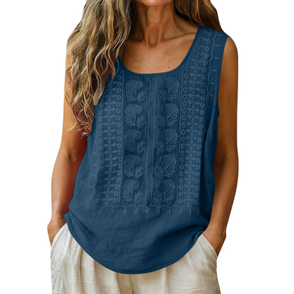 ⌛Limited-Time Offer-Women's Round Neck Embroidered Tank Tops