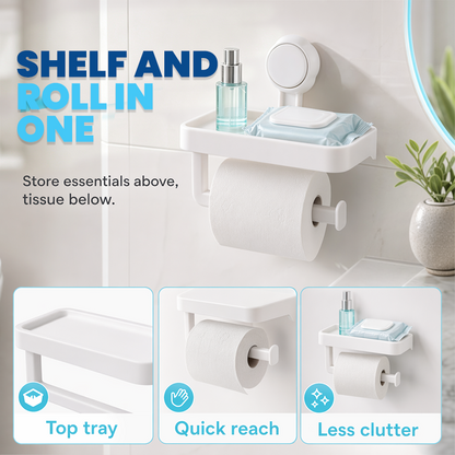 ⌛Limited-Time Offer-Suction Cup Paper Roll Holder with Storage Tray