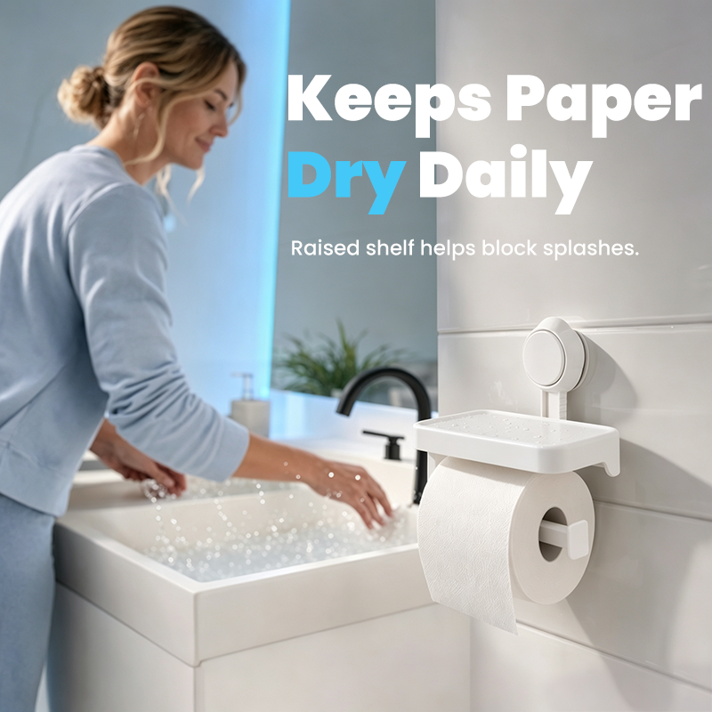 ⌛Limited-Time Offer-Suction Cup Paper Roll Holder with Storage Tray