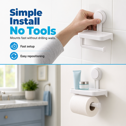 ⌛Limited-Time Offer-Suction Cup Paper Roll Holder with Storage Tray