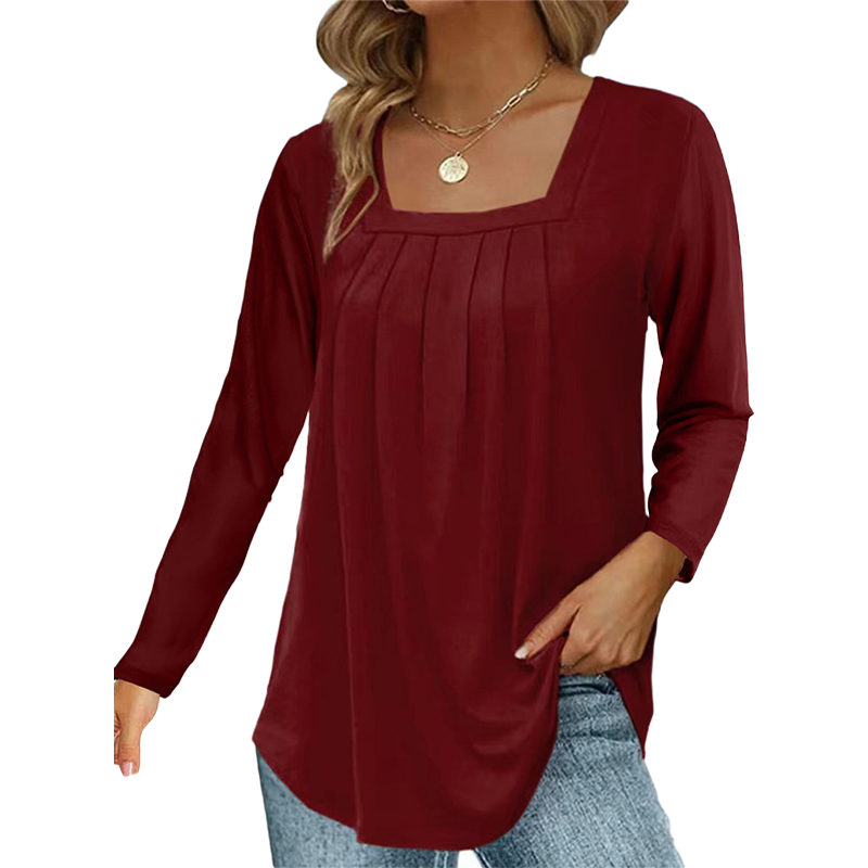 💕LAST DAY SALE ONLY $26.8!!💕🌿 Cotton Elegant Pleated Square Neck Top
