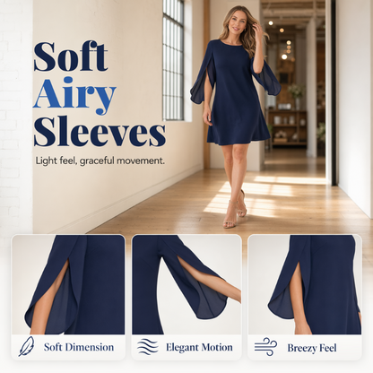 🔥New Arrivals and Special Offers-Women Elegant Solid Color Round Neck Dress