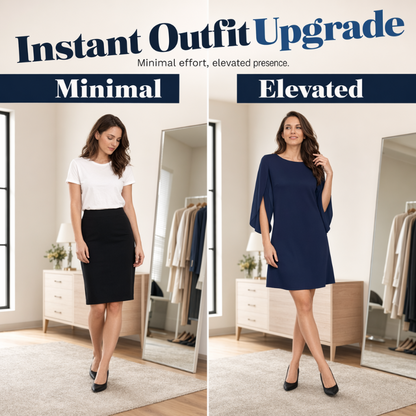 🔥New Arrivals and Special Offers-Women Elegant Solid Color Round Neck Dress