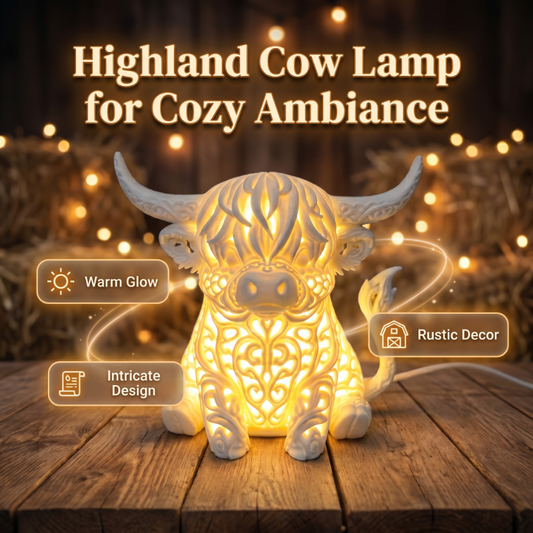 ⌛Limited-Time Offer-Warm Glow Highland Cow Table Lamp