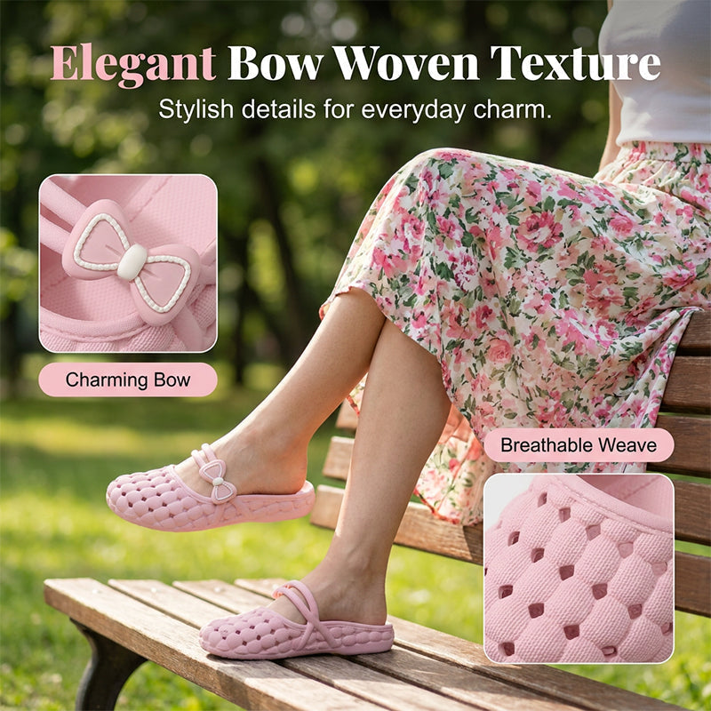 👡50% OFF NOW ! 💐Breathable Bow Mules, Stylish Soft Slip-On Hollow Out Summer Mule Shoes ✨