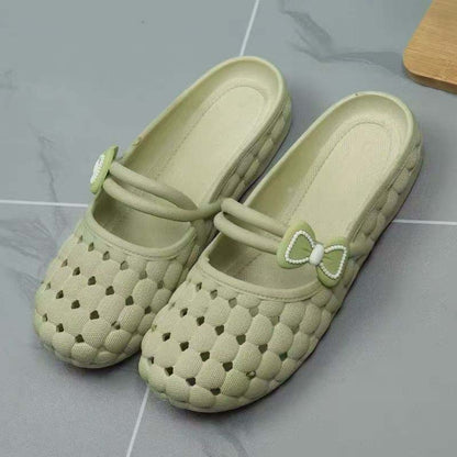 👡50% OFF NOW ! 💐Breathable Bow Mules, Stylish Soft Slip-On Hollow Out Summer Mule Shoes ✨