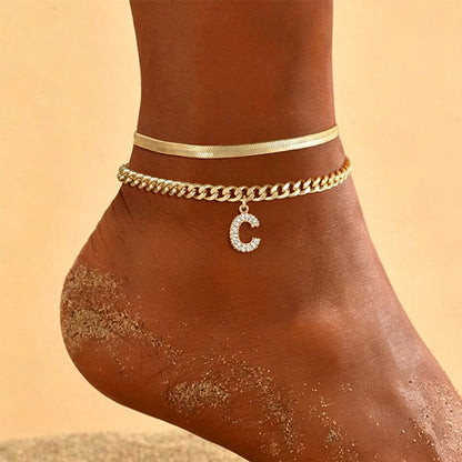 📢📢50% OFF !! ⏰ ✨ Dainty Layered Gold Initial Anklets – Elegant Design, Lightweight & Adjustable – Perfect for Everyday Charm & Gifting 💛