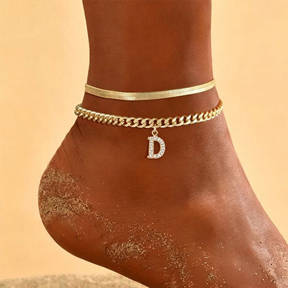 📢📢50% OFF !! ⏰ ✨ Dainty Layered Gold Initial Anklets – Elegant Design, Lightweight & Adjustable – Perfect for Everyday Charm & Gifting 💛