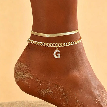 📢📢50% OFF !! ⏰ ✨ Dainty Layered Gold Initial Anklets – Elegant Design, Lightweight & Adjustable – Perfect for Everyday Charm & Gifting 💛