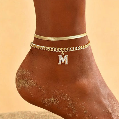 📢📢50% OFF !! ⏰ ✨ Dainty Layered Gold Initial Anklets – Elegant Design, Lightweight & Adjustable – Perfect for Everyday Charm & Gifting 💛