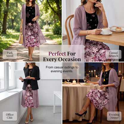⌛Limited-Time Offer-Flattering Floral Dress Set