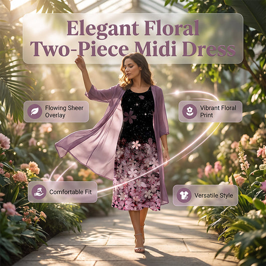 ⌛Limited-Time Offer-Flattering Floral Dress Set