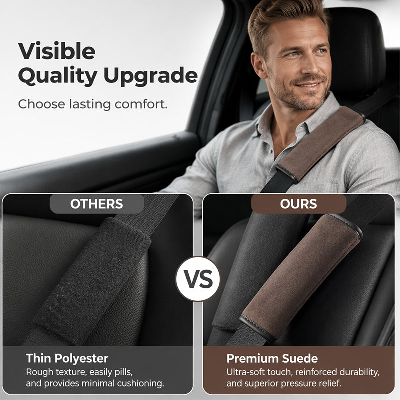 🎉LAST DAY SALE 50% OFF!!🚗Universal Faux Suede Car Seat Belt Shoulder Cover Extended Cushion Padding