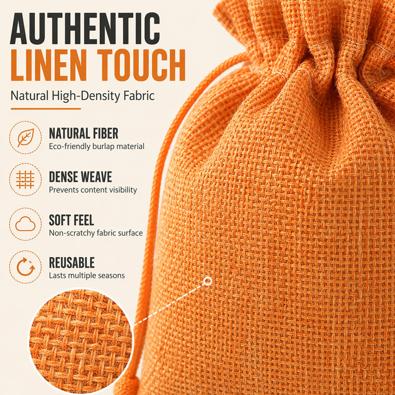 ⌛Limited-Time Offer-Halloween Drawstring Burlap Bags Spooky Face Treat Pouch