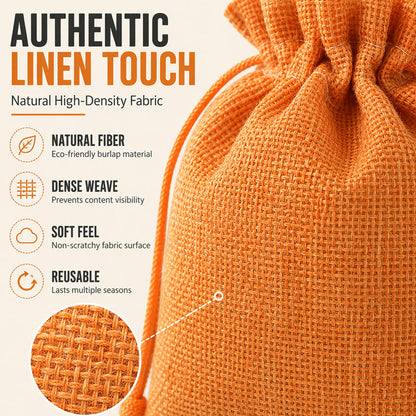 ⌛Limited-Time Offer-Halloween Drawstring Burlap Bags Spooky Face Treat Pouch
