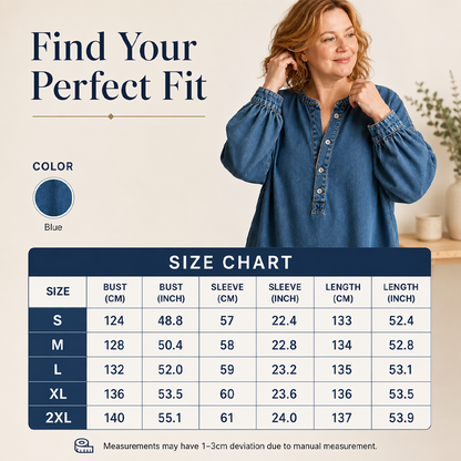 👗 Long Lantern Sleeve Maxi Denim Dress – Flowing Silhouette for Effortless Style